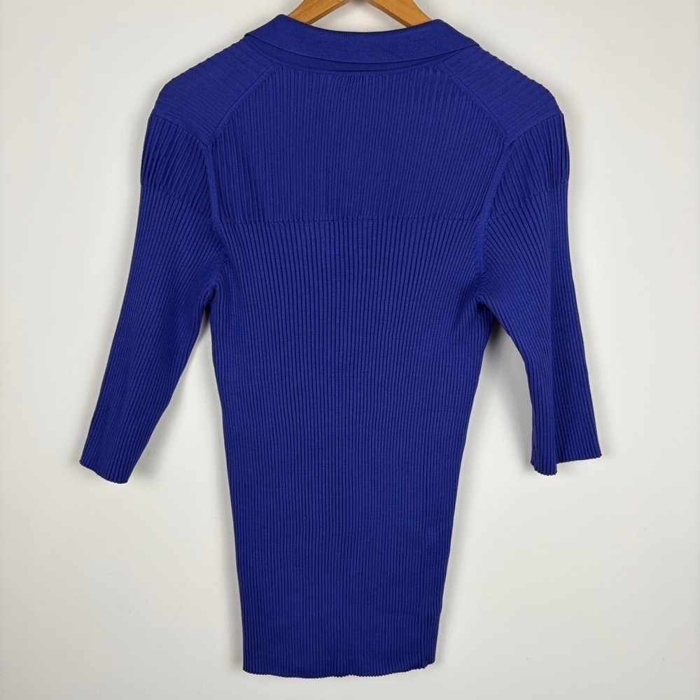 NWT Ted Baker Paige Blue Ribbed Polo Top - Picture 4 of 7